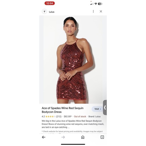 Ace Of Spades Wine Red Sequin Bodycon Dress By Lulu’s Size Small - Picture 11 of 11